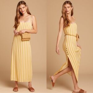 AMUSE SOCIETY Hidden Cove Yellow Striped Slit Dress